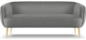 MICADONI Moss szürke bársony kétüléses kanapé 179 cm, arany alappal