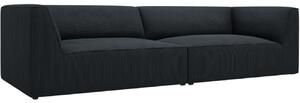 Fekete kordbársony négyüléses kanapé MICADONI Ruby 302 cm