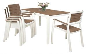 Keter Harmony kerti bútor szett, asztal + 4 szék, fehér / cappuccino (610133)
