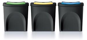 Prosperplast SORTIBOX 3 x 25 l hulladékgyűjtő , újrahasznosítható fekete