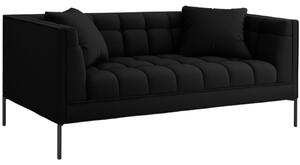 Fekete szövet kétüléses kanapé MICADONI Karoo 185 cm fekete talppal