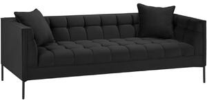 MICADONI Karoo 224 cm sötétszürke bársony háromszemélyes kanapé fekete alappal