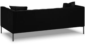 Fekete bársony háromszemélyes kanapé MICADONI Karoo 224 cm fekete talppal