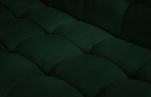 Palack zöld bársony sarokkanapé MICADONI Karoo 270 cm fekete talppal, jobb