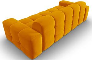 Mustársárga bársony háromszemélyes kanapé MICADONI Kendal 222 cm