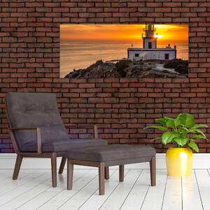Világítótorony naplementekor képe (120x50 cm)