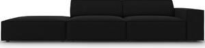 Fekete bársony háromszemélyes kanapé MICADONI Jodie 262 cm, bal