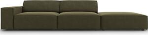 Zöld bársony háromszemélyes kanapé MICADONI Jodie 262 cm, jobb
