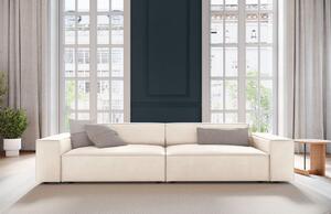 Bézs bársony háromszemélyes kanapé MICADONI Jodie 204 cm