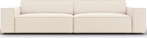 Bézs bársony háromszemélyes kanapé MICADONI Jodie 204 cm