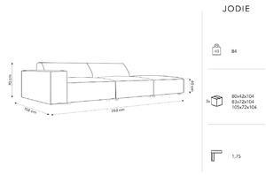 Fekete bársony háromszemélyes kanapé MICADONI Jodie 262 cm, jobb