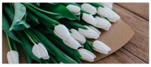 Egy csokor fehér tulipán képe (120x50 cm)