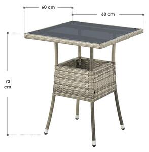 Juskys Yoro rattan négyzet alakú asztal 60 cm - szürke