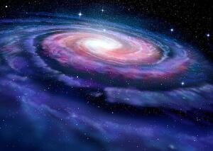 Fotográfia Spiral galaxy, illustration of Milky Way, alex-mit