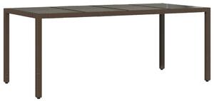 VidaXL barna polyrattan üveglapos kerti asztal 190 x 90 x 75 cm
