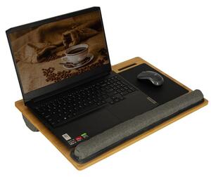 Laptoptartó tálca fa betéttel, párnázott alátéttel