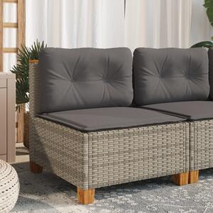 VidaXL szürke polyrattan karfa nélküli kerti kanapé párnával
