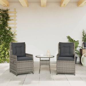 VidaXL 2 db szürke polyrattan dönthető kerti szék