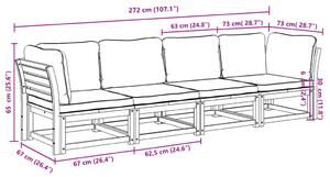 VidaXL 4 részes tömör akácfa kerti ülőgarnitúra párnákkal