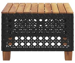 VidaXL fekete polyrattan és akácfa kerti asztal 55 x 55 x 36 cm