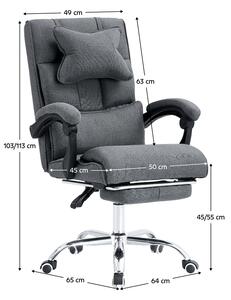 KONDELA Irodai szék kihúzható lábtartóval, szürke/króm, WALDOR