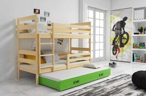 Gyerek emeletes ágy ERYK kihúzható ággyal 80x160 cm - fenyő