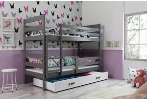 Dětská patrová postel ERYK 90x200 cm - grafit Bílá