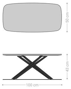 DELIFE Dohányzóasztal Edge hajóformájú 100x50 cm kerámia beton szürke Sarity rozsdamentes acél szálcsiszolt