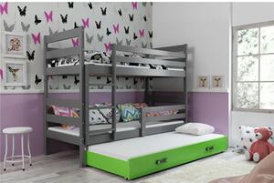 Gyerek emeletes ágy ERYK kihúzható ággyal 90x200 cm - grafit Zöld