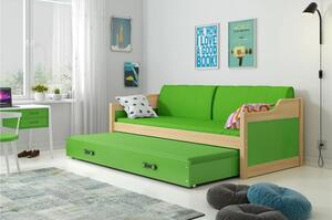Gyermek kanapé ágy David kihúzható ággyal 90x200 cm - fenyő Zöld