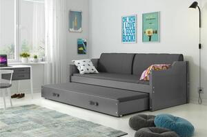Gyermek kanapé ágy David kihúzható ággyal 90x200 cm - grafit Rözsaszín