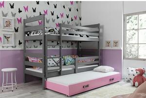 Gyerek emeletes ágy ERYK kihúzható ággyal 90x200 cm - grafit Fehér