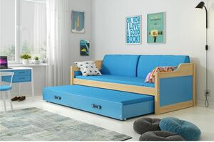 Gyermek kanapé ágy David kihúzható ággyal 90x200 cm - fenyő Rözsaszín