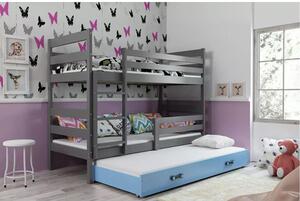 Gyerek emeletes ágy ERYK kihúzható ággyal 90x200 cm - grafit Fehér