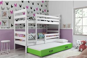 Gyerek emeletes ágy ERYK kihúzható ággyal 90x200 cm - fehér