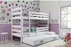 Gyerek emeletes ágy ERYK kihúzható ággyal 80x160 cm - fehér Fehér
