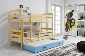 Gyerek emeletes ágy ERYK kihúzható ággyal 90x200 cm - fenyő Rözsaszín