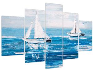 Kép - Egy jacht festése a tengeren (150x105 cm)