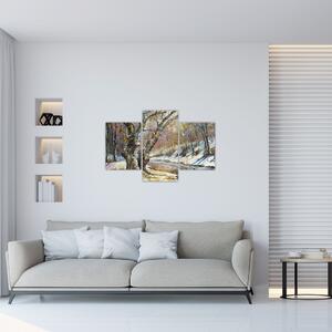 Egy festett téli táj képe (90x60 cm)