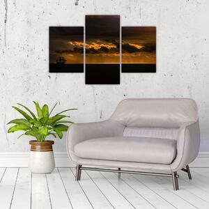 Egy vitorlás naplementekor képe (90x60 cm)