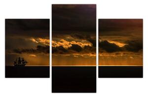 Egy vitorlás naplementekor képe (90x60 cm)