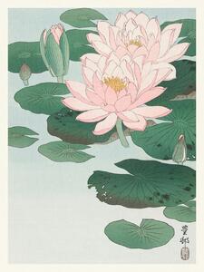 Festmény reprodukció Water Lily / Lotus (Japandi Vintage) - Ohara Koson, (30 x 40 cm)