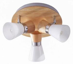 Lindby - Vivica 3 Mennyezeti Lámpa Round White/Light Wood/Chrome - Lampemesteren