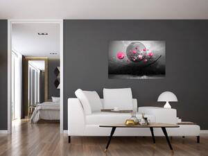 Rózsaszín absztrakt gömbök képe (90x60 cm)