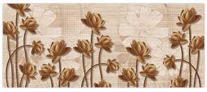 Absztrakció virágok képe - barna (120x50 cm)