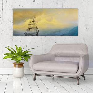 Kép - Egy hajó festménye a tengeren (120x50 cm)