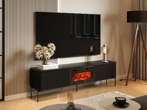 TV-állvány Mavnue 105, Közepes sűrűségű farostlemez, Laminált forgácslap, 55x190x40cm, Fekete