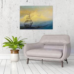 Kép - Egy hajó festménye a tengeren (70x50 cm)