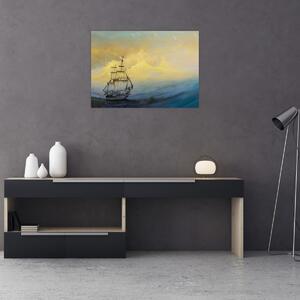 Kép - Egy hajó festménye a tengeren (70x50 cm)
