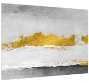 Kép - Arany és szürke vonások (70x50 cm)